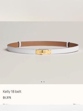Hermes White Leather Kelly 18 Belt with Gold Hardware